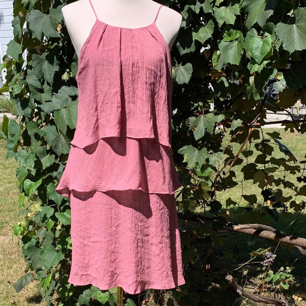 Chic Layered Pink Mini Dress